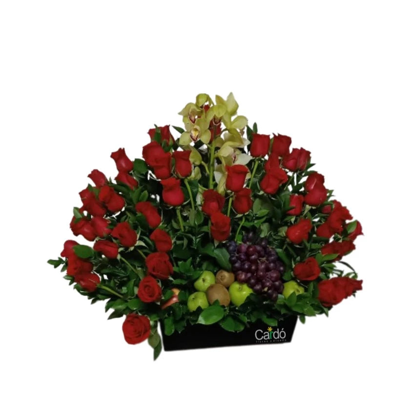 Arreglo Frutal con rosas "Cautivar" TO70-3