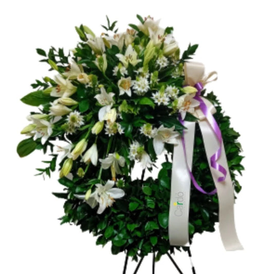 Corona fúnebre en Azucenas y estrellas de Belen SF90