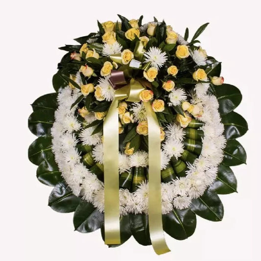 Corona fúnebre en rosas y crisantemas SF24-3