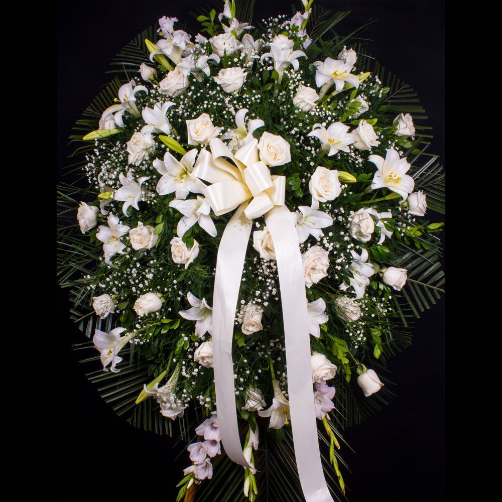 Ramo Funebre de Pie en Rosas y Orquideas