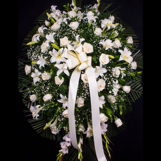 Ramo Funebre de Pie en Rosas y Orquideas